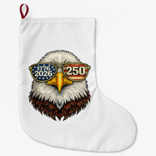250. Jahrestag USA 1776-2026 Patriotischer Weißkop Großer Weihnachtsstrumpf
