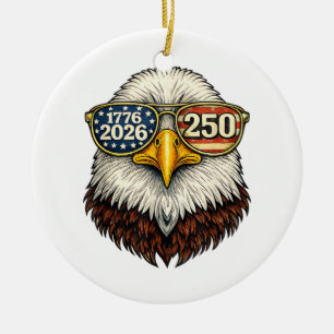 250. Jahrestag USA 1776-2026 Patriotischer Weißkop Keramik Ornament