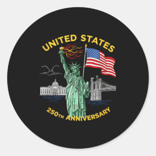 250 Jahrestag USA-Flagge Amerika 250. 4. Juli Runder Aufkleber