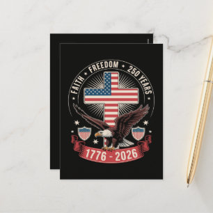 250. Jahrestag USA Glaube Freiheit 4. Juli Feiertagspostkarte