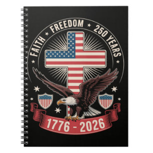 250. Jahrestag USA Glaube Freiheit 4. Juli Notizblock