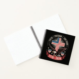 250. Jahrestag USA Glaube Freiheit 4. Juli Notizblock