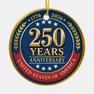 250. Jahrestag USA Patriotisch 1776–2026 Keramik Ornament