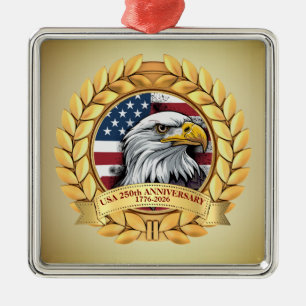 250. Jahrestag USA Patriotisch 1776–2026 Ornament Aus Metall