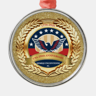 250. Jahrestag USA Patriotisch   1776–2026 Ornament Aus Metall