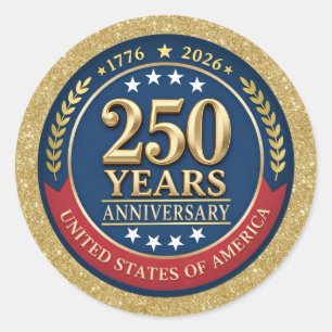 250. Jahrestag USA Patriotisch 1776–2026 Runder Aufkleber