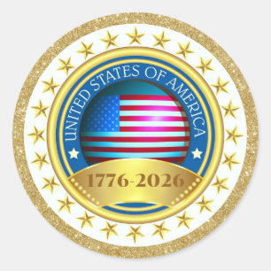 250. Jahrestag USA Patriotisch 1776–2026 Runder Aufkleber