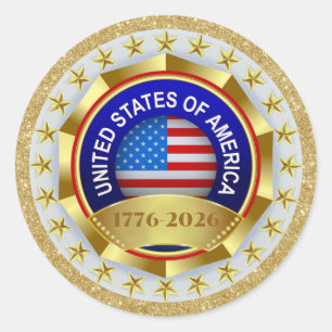 250. Jahrestag USA Patriotisch 1776–2026 Runder Aufkleber