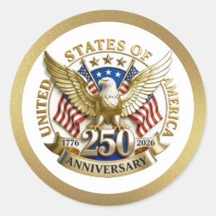 250. Jahrestag USA Patriotisch   1776–2026 Runder Aufkleber