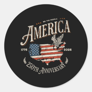 250. Jahrestag USA Patriotisch 4. Juli Runder Aufkleber