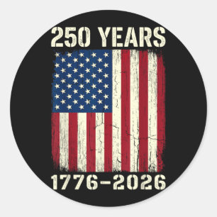 250 Jahrestag USA Patriotische Flagge 250. 4. Runder Aufkleber