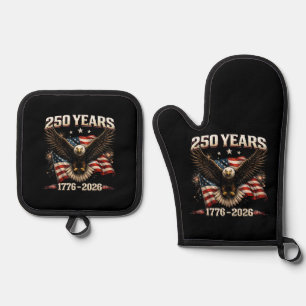 250 Jahrestag USA Patriotischer Adler 250. Unabhän Ofenhandschuh & Topflappen-Set