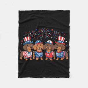 250 Jahrestag USA-Shirt Hund Dachshund 4. Juli Fleecedecke