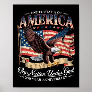 250. Jahrestag von Amerika USA Nation unter Gott Poster