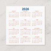 250. Jahrestag von Calendar America Quadratische Visitenkarte (Rückseite)