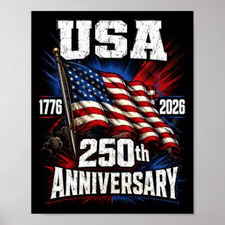 250. Jubiläum 250 Jahre Amerika USA-Flagge 2 Poster