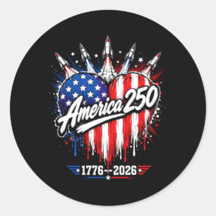 250. Jubiläum 250 Jahre Amerika USA-Flagge Runder Aufkleber