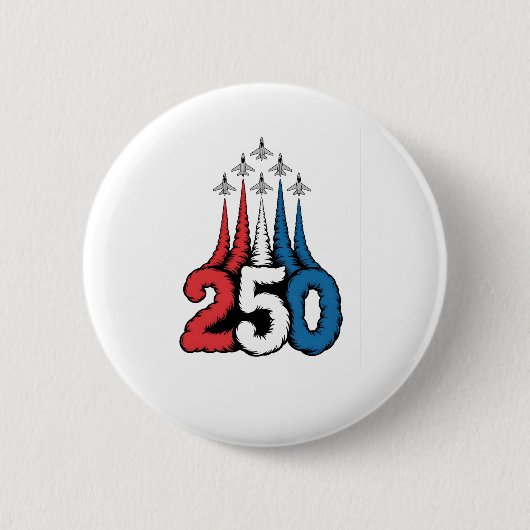 250. Jubiläum 4. Juli Jet Patriotisch Button (Vorderseite)