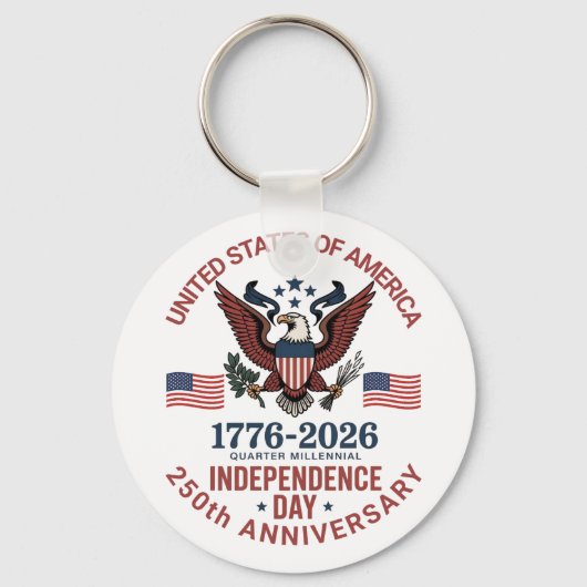 250. Jubiläum 4. Juli - Vintages Patriotisches Schlüsselanhänger (Vorderseite)