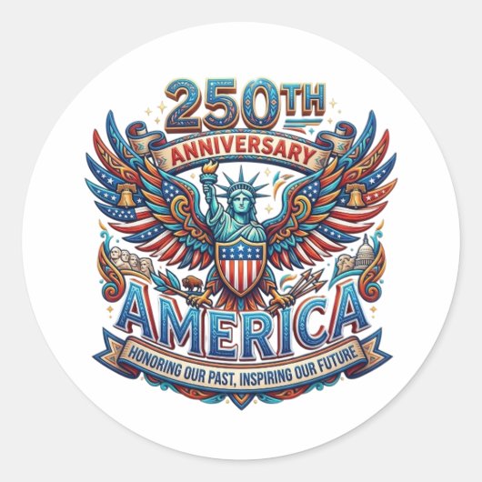 250. JUBILÄUM AMERIKA RUNDER AUFKLEBER (Vorderseite)