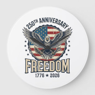 250. Jubiläum Freedom Eagle Patriotisches Vintage  Große Wanduhr