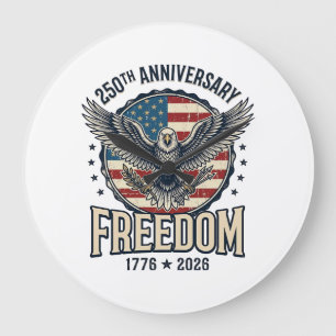 250. Jubiläum Freedom Eagle Patriotisches Vintage  Große Wanduhr