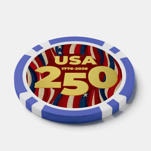 250. Jubiläum Goldene USA Amerikanische Flagge Pokerchips (Einzeln)
