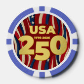 250. Jubiläum Goldene USA Amerikanische Flagge Pokerchips (Vorderseite)