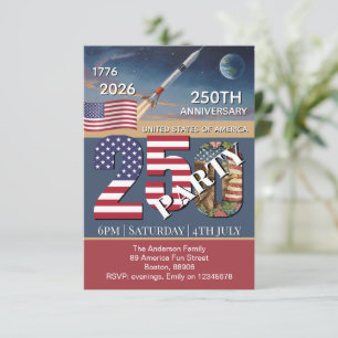250. Jubiläum USA, amerikanische Flagge / Patrioti Einladung