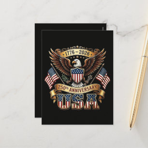 250. Jubiläum USA-Flagge 250 Jahre Amerikanisch Feiertagspostkarte