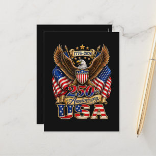 250. Jubiläum USA-Flagge 250 Jahre Amerikanisch Feiertagspostkarte