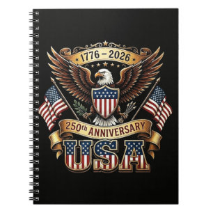 250. Jubiläum USA-Flagge 250 Jahre Amerikanisch Notizblock