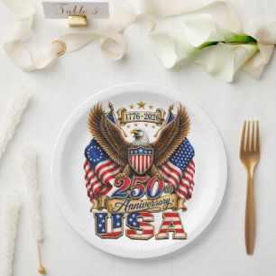 250. Jubiläum USA-Flagge 250 Jahre Amerikanisch Pappteller