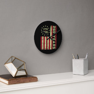 250. Jubiläum USA-Flagge Runde Wanduhr