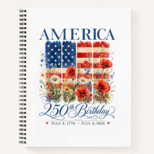 250. Jubiläum USA Frauen 4. Juli Amerika 25 Notizblock
