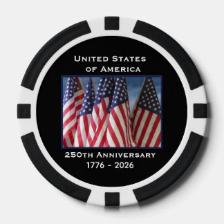 250. Jubiläum USA Patriotic Flag Premium Black Pokerchips