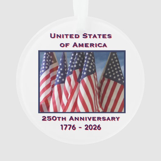 250. Jubiläum USA Patriotic Flags Acrylic Ornament (Rückseite)