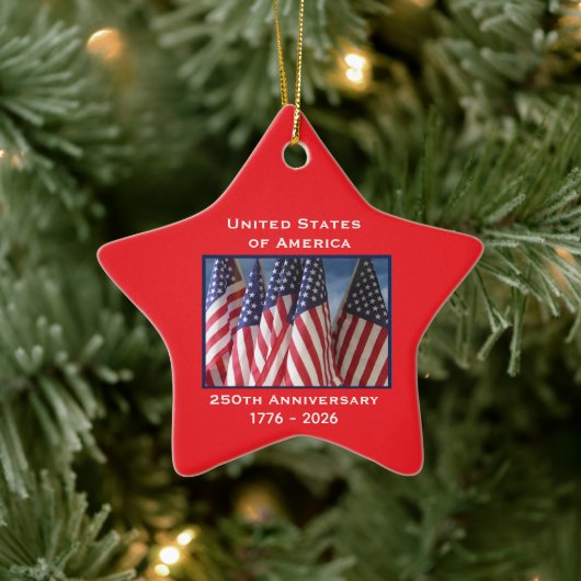 250. Jubiläum USA Patriotic Flags Premium Keramik Ornament (Baum)
