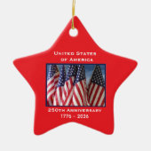 250. Jubiläum USA Patriotic Flags Premium Keramik Ornament (Vorne)