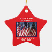 250. Jubiläum USA Patriotic Flags Premium Keramik Ornament (Hinten)