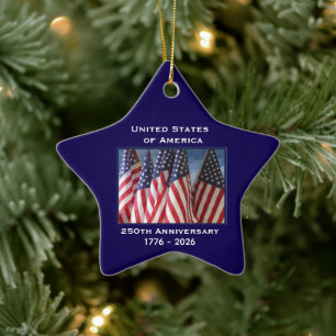 250. Jubiläum USA Patriotic Flags Premium Keramik Ornament