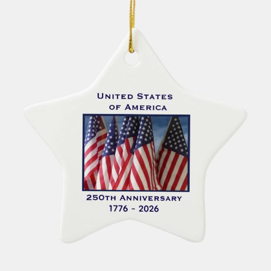 250. Jubiläum USA Patriotic Flags Premium Keramik Ornament (Vorne)