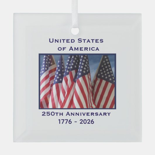 250. Jubiläum USA Patriotic Flags Premium Ornament Aus Glas (Vorderseite)