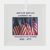 250. Jubiläum USA Patriotic Flags Premium Ornament Aus Glas (Rückseite)