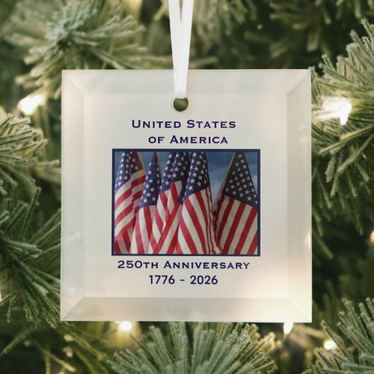 250. Jubiläum USA Patriotic Flags Premium Ornament Aus Glas (Insitu)