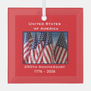 250. Jubiläum USA Patriotic Flags Premium Ornament Aus Glas