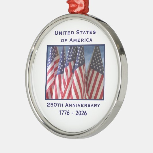 250. Jubiläum USA Patriotic Flags Premium Ornament Aus Metall (Links)