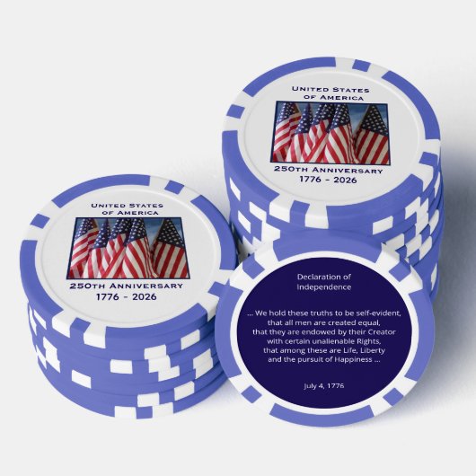 250. Jubiläum USA Patriotic Flags Premium Pokerchips (Stapel)