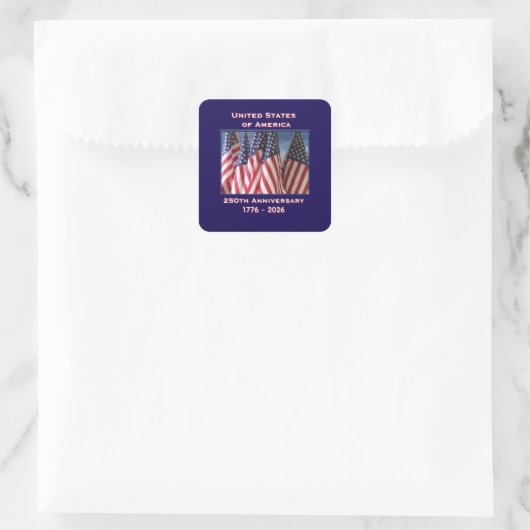 250. Jubiläum USA Patriotic Flags Premium Quadratischer Aufkleber (Tasche)