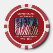 250. Jubiläum USA Patriotic Flags Premium Red Pokerchips (Vorderseite)